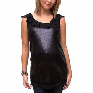 NWOT Debbie O Maternity Black Sequin Chiffon Top S